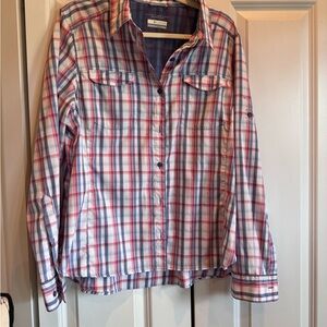 Columbia Omni Shade Plaid Button Up Shirt Mens XL Lightweight Hiking Fishing Out